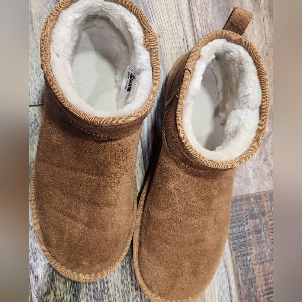 Cozy Tan Suede Ankle Boots - Picture 6 of 6